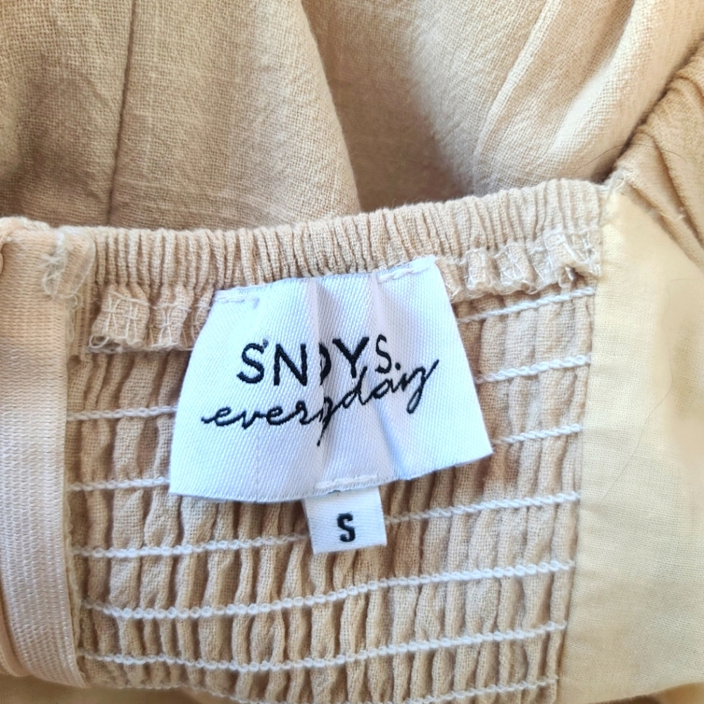 REVOLVE SNDYS Tuscany Cotton Mini Puff Sleeve Dress In Oat - Picture 5 of 9